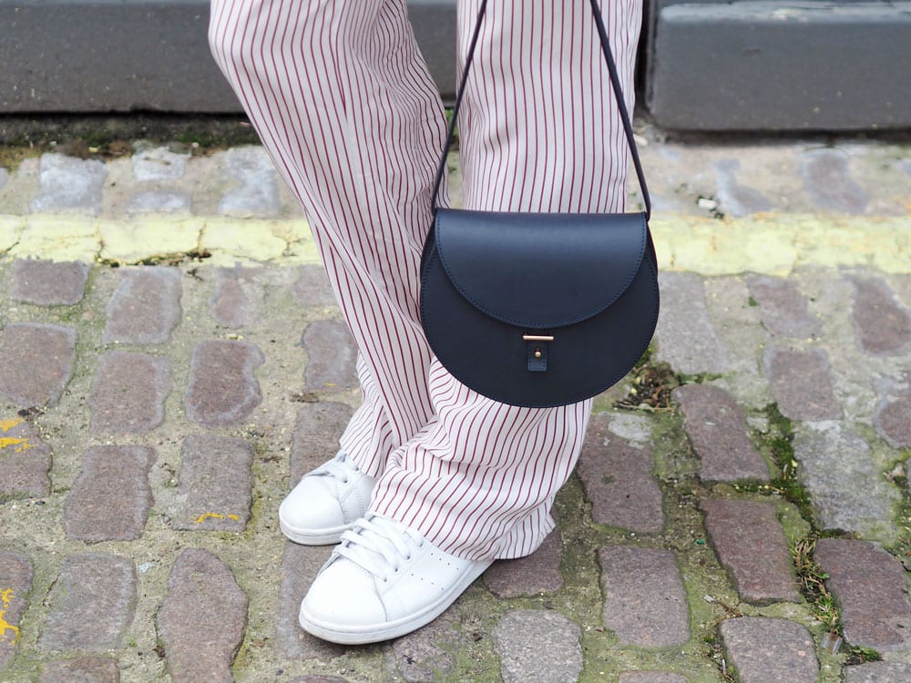 Style&Minimalism | It's Personal | Daytime Pyjamas Anyone? | Wearing Samsøe & Samsøe stripe trousers and cream high-neck jumper with a Topshop bomber