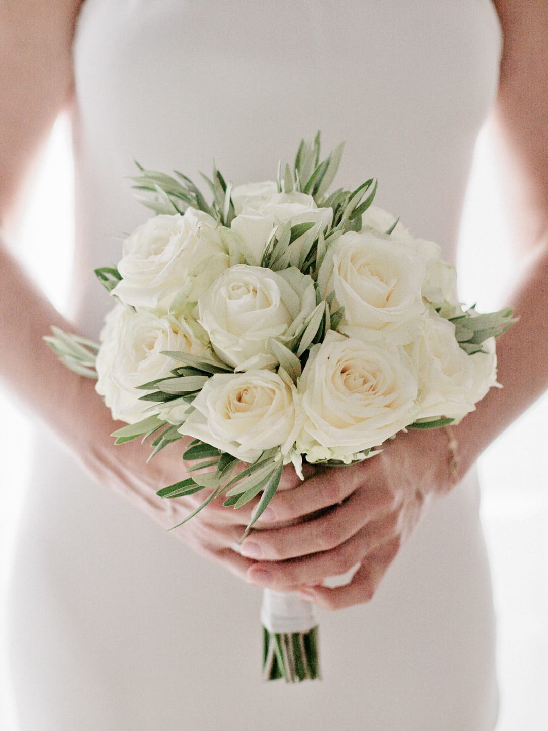 My wedding bouquet of cream roses and olive