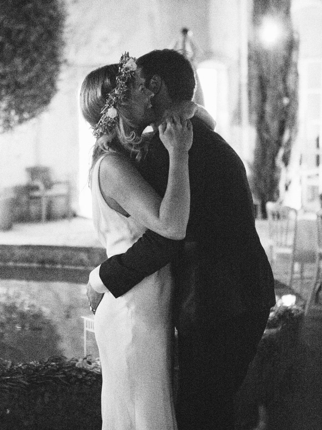 Our first dance in the courtyard at night