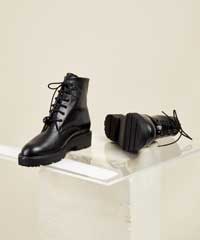 Dear Frances Park Black Leather Combat Boots