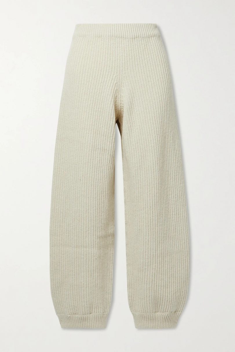 BASERANGE + NET SUSTAIN Tauro ribbed wool and organic cotton-blend track pants