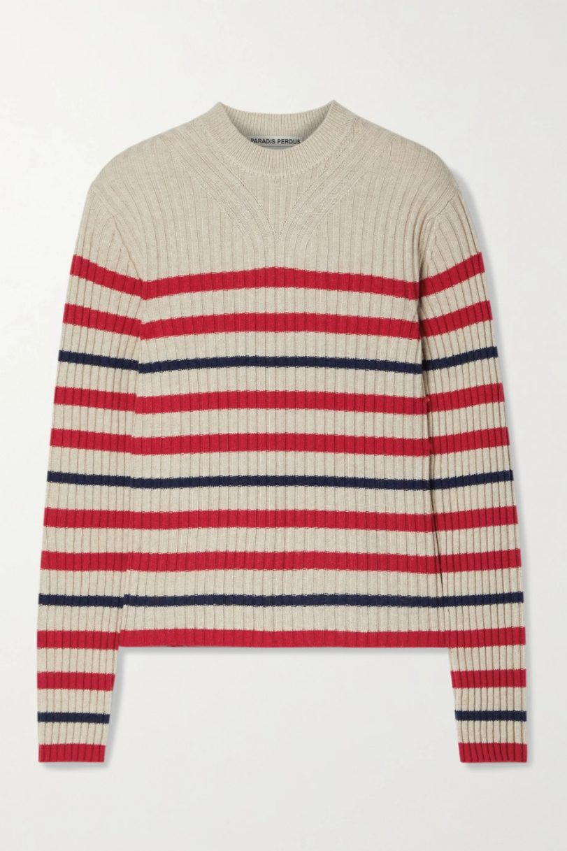 PARADIS-PERDUS-NET-SUSTAIN-Côme-striped-recycled-ribbed-knit-sweater